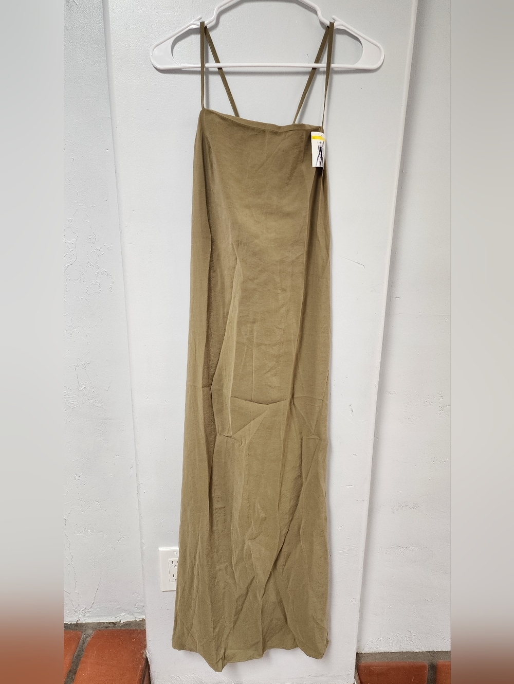Topshop Olive Tie Stra Maxi Dress With Slit - Women